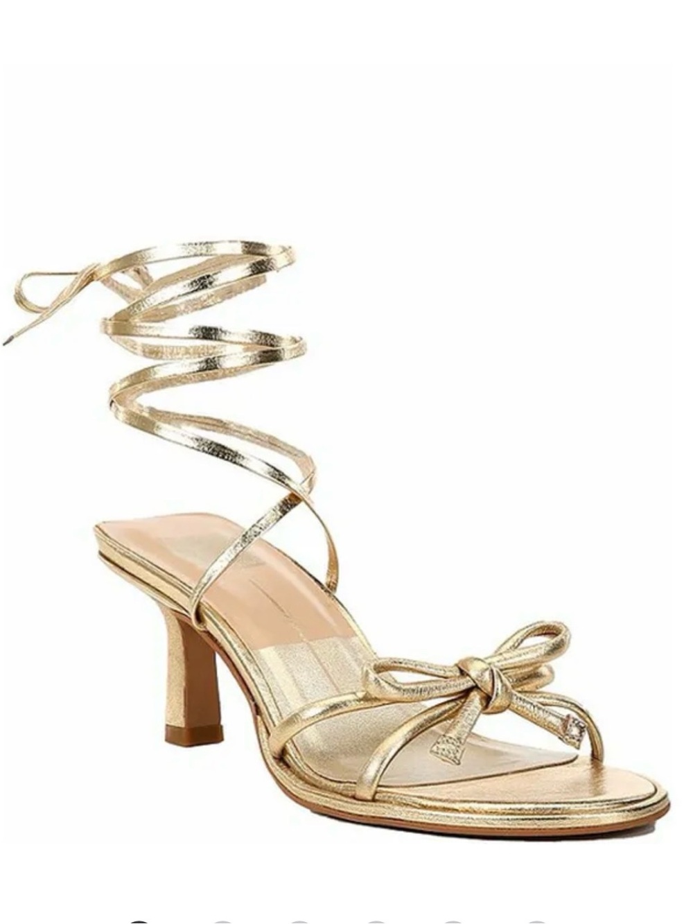 Dolce Vita Maison Women’s Metallic Gold Strappy Heeled Sandal with Ankle Wrap